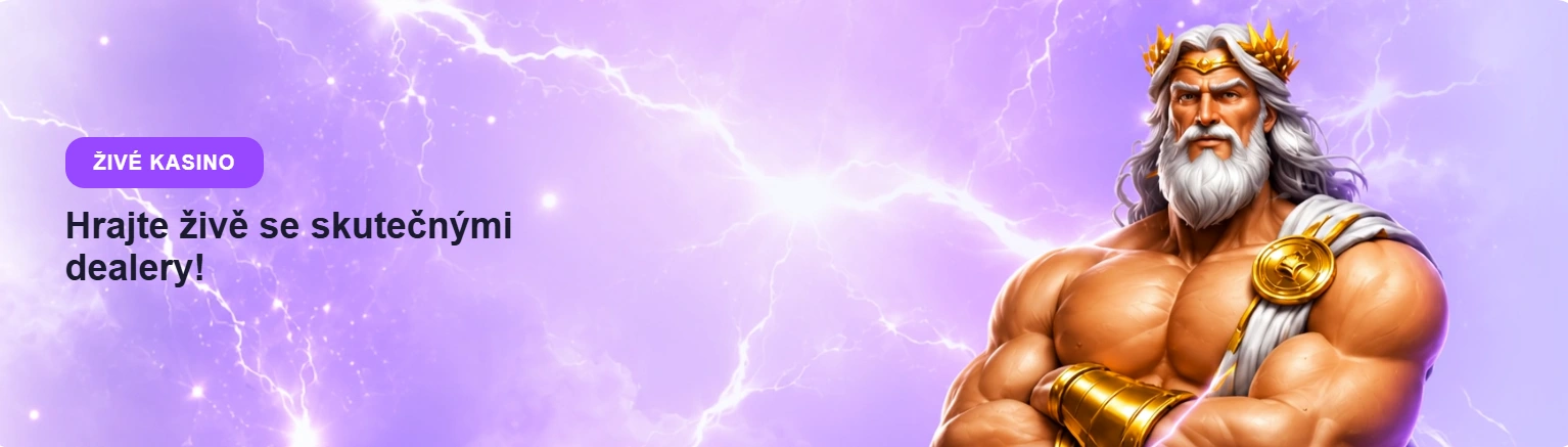 Hlavní banner online kasina Keyzino s fialovým pozadím a motivem boha